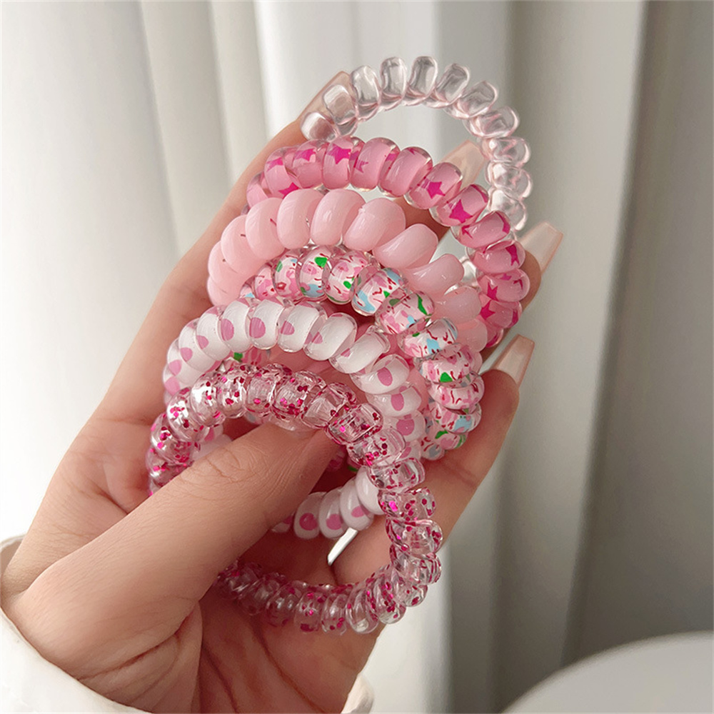 Silicone Band Women - 6 Buah Ikat Rambut Spiral Warna-warni