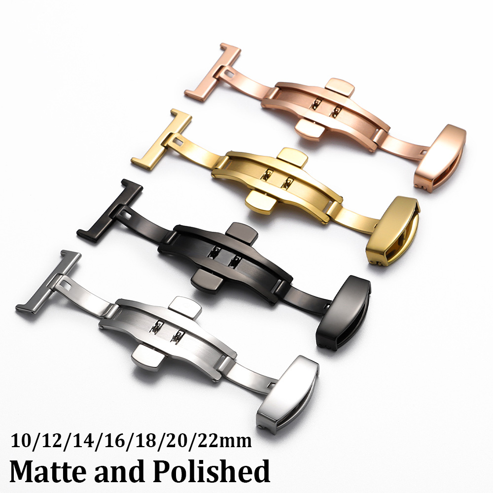 Butterfly Clasp Deployant - 10/12/14/16/18/20/22mm Gesper Jam Tangan Lipat Baja