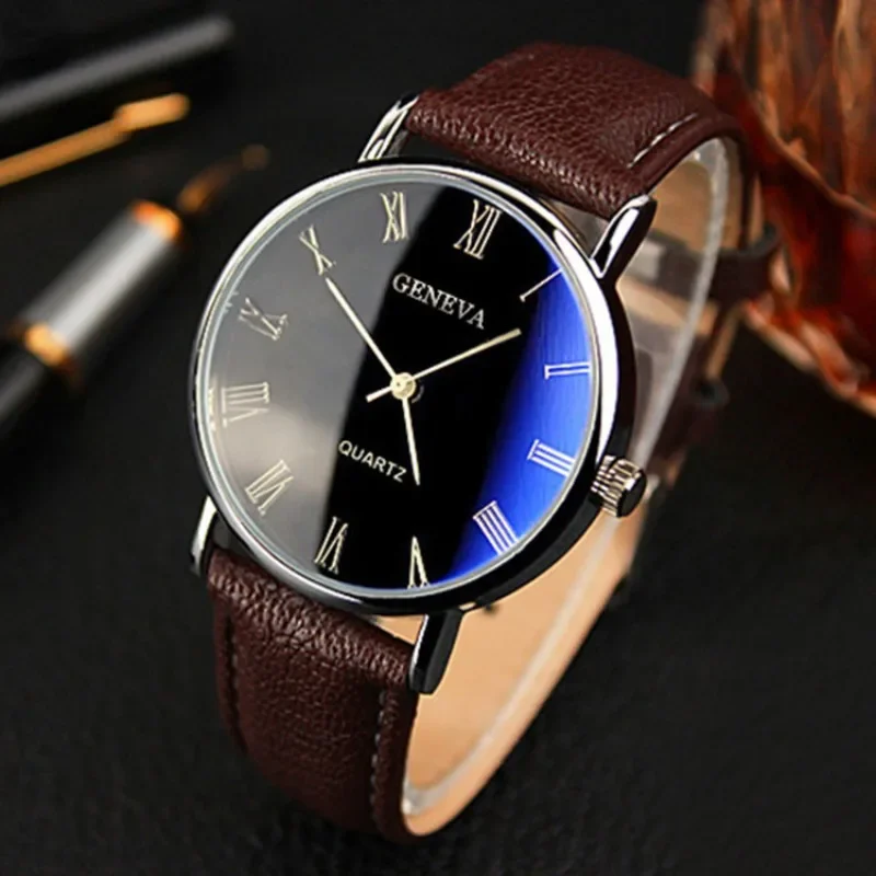 Leather Watch Band Men - Jam tangan kuarsa Merek Terkenal Pria,