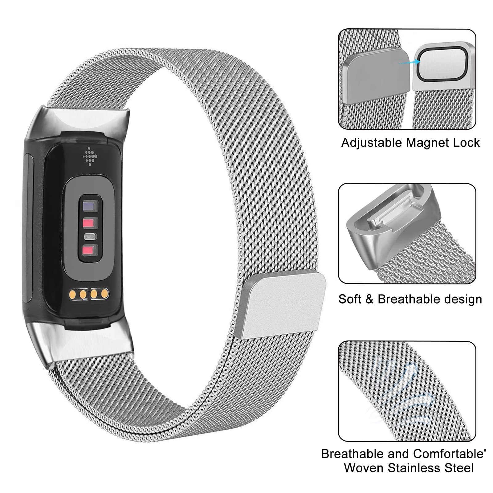 Milanese Loop Magnetic - Milanese loop untuk fitbit charge 6