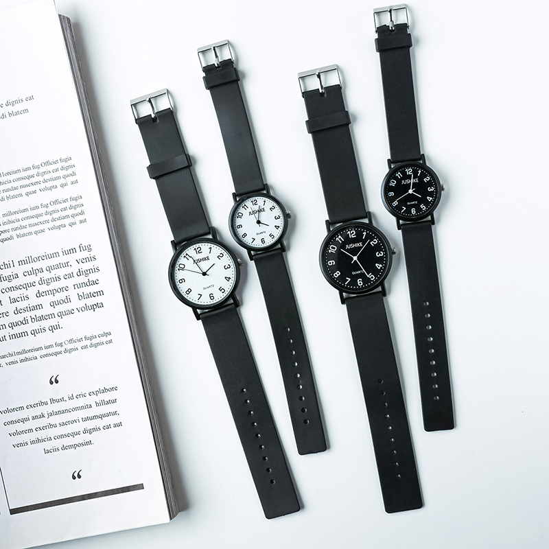 Silicone Band Women - Jam Tangan Hitam Sederhana Jam Tangan