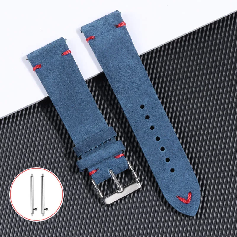 Suede Strap Watch - Tali jam tangan Biru kualitas tinggi,