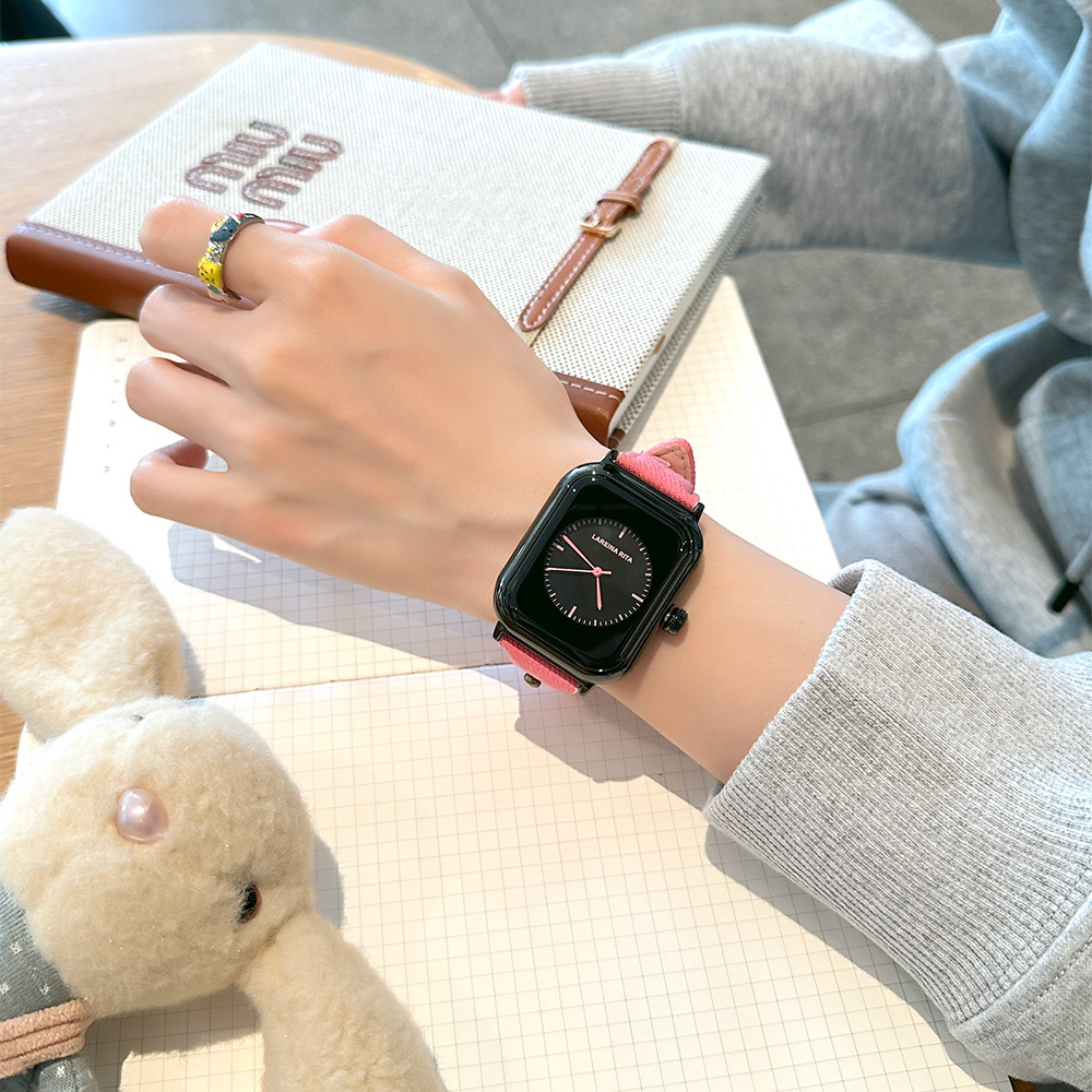 Jam Tangan Persegi Bergaya Bar - Canvas Strap Watch ulasan dan harga