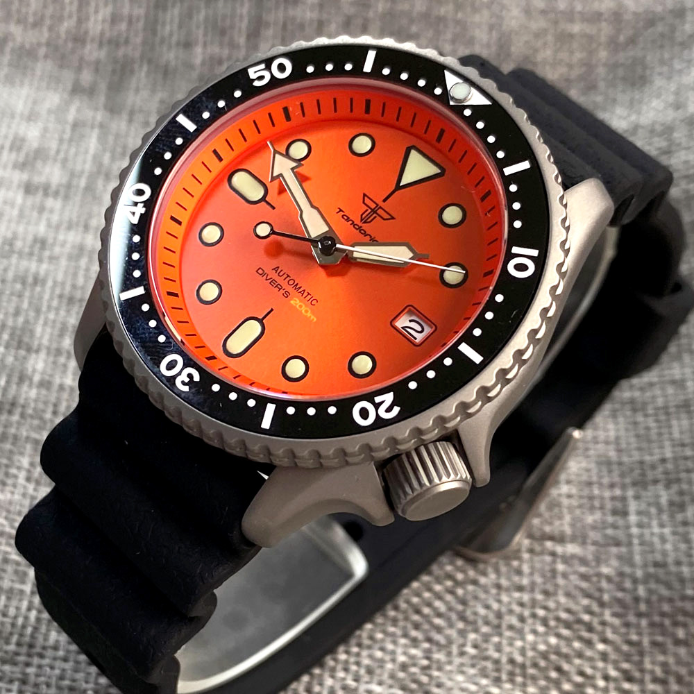 Tandorio 41mm Titanium NH35 Ja - Rubber Strap Diver ulasan dan harga
