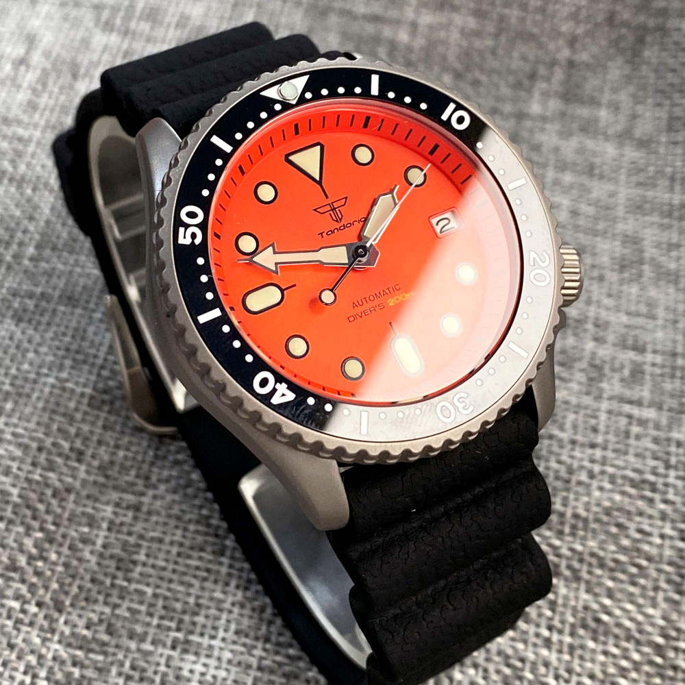 Tandorio 41mm Titanium NH35 Ja - Rubber Strap Diver ulasan dan harga