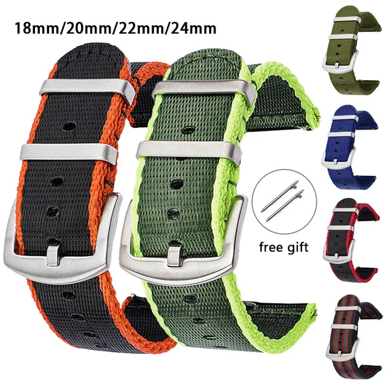 Tali nilon 18/20/22/24mm gelan - Canvas Strap Watch ulasan dan harga
