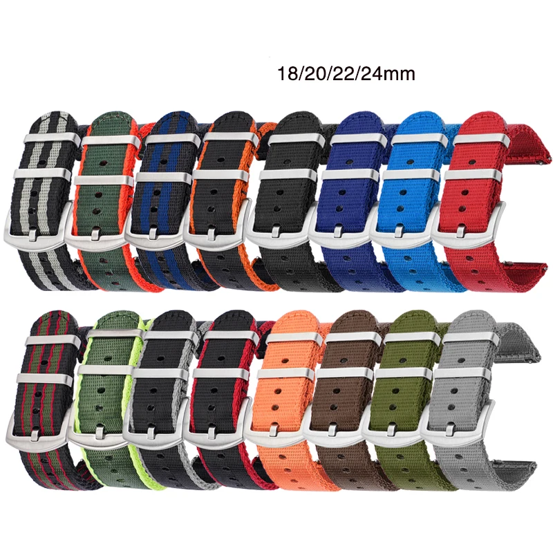 Tali nilon 18/20/22/24mm gelan - Canvas Strap Watch ulasan dan harga