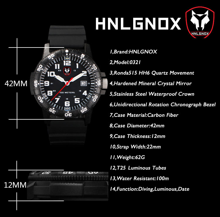Hnlgnox Jam Tangan Pilot Pria  - Rubber Strap Diver ulasan dan harga