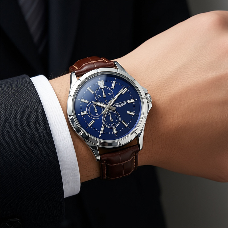 Jam Tangan Kronograf Pria, Dia - Leather Watch Band Men ulasan dan harga