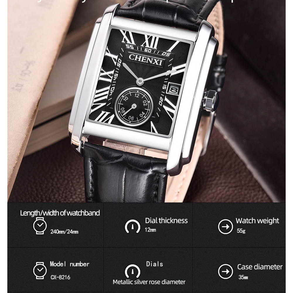 CHENXI jam tangan pria tali ku - Leather Watch Band Men ulasan dan harga