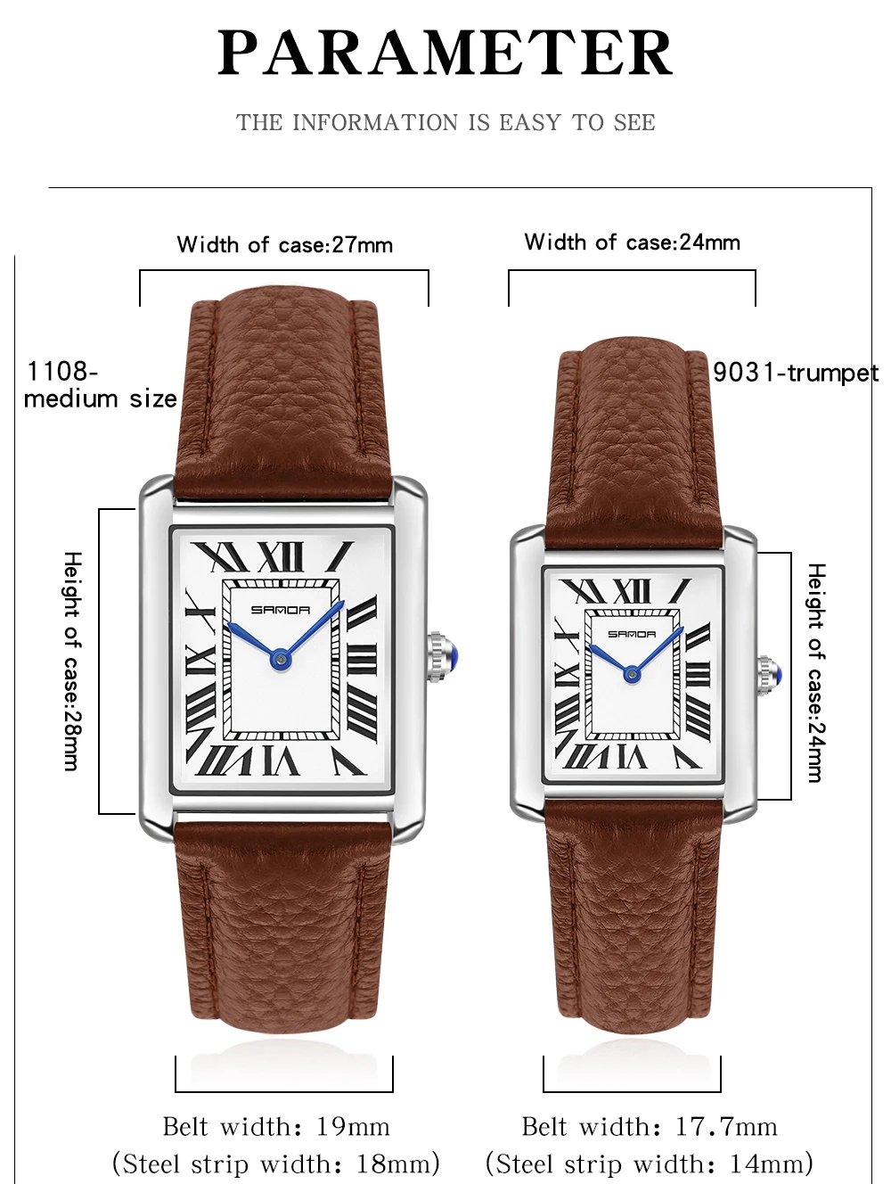 Sanda jam tangan persegi panja - Leather Watch Band Men ulasan dan harga