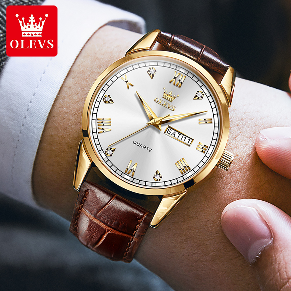 OLEVS 6896 Jam Tangan Kuarsa P - Leather Watch Band Men ulasan dan harga