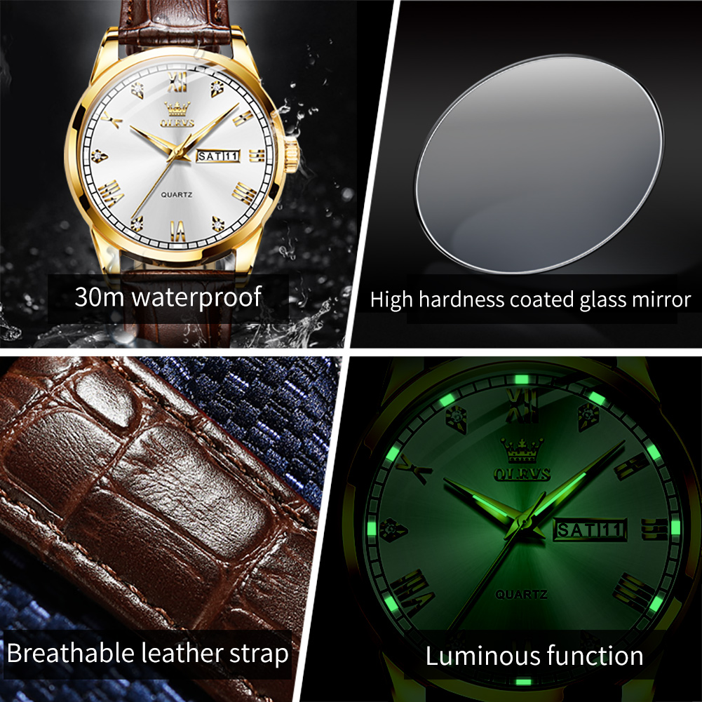 OLEVS 6896 Jam Tangan Kuarsa P - Leather Watch Band Men ulasan dan harga
