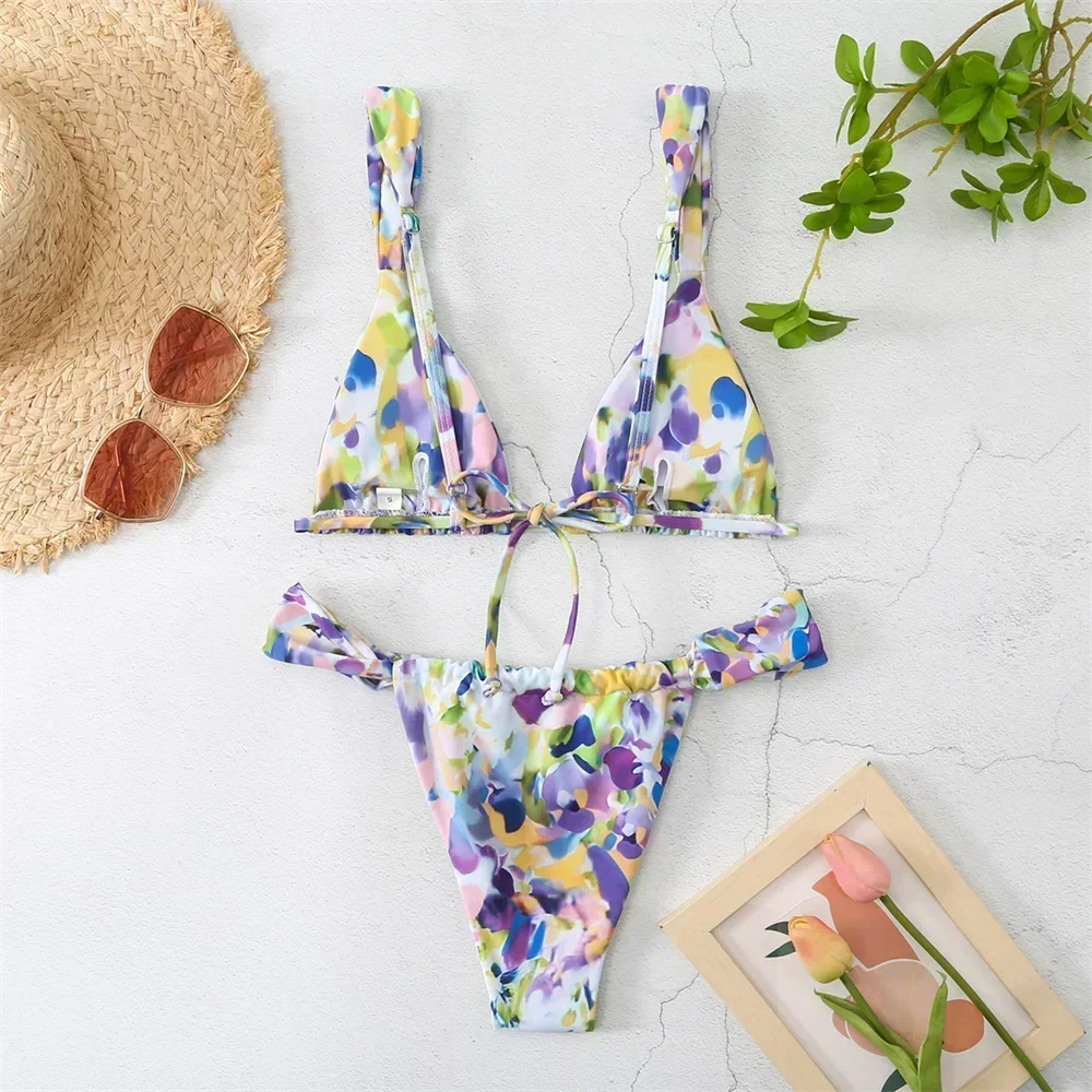 Bikini motif antik tali Thong  - Tropic Strap Vintage ulasan dan harga