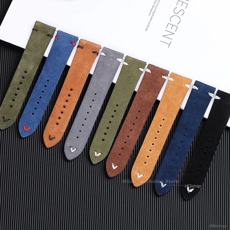 Tali jam tangan Biru kualitas  - Suede Strap Watch ulasan dan harga
