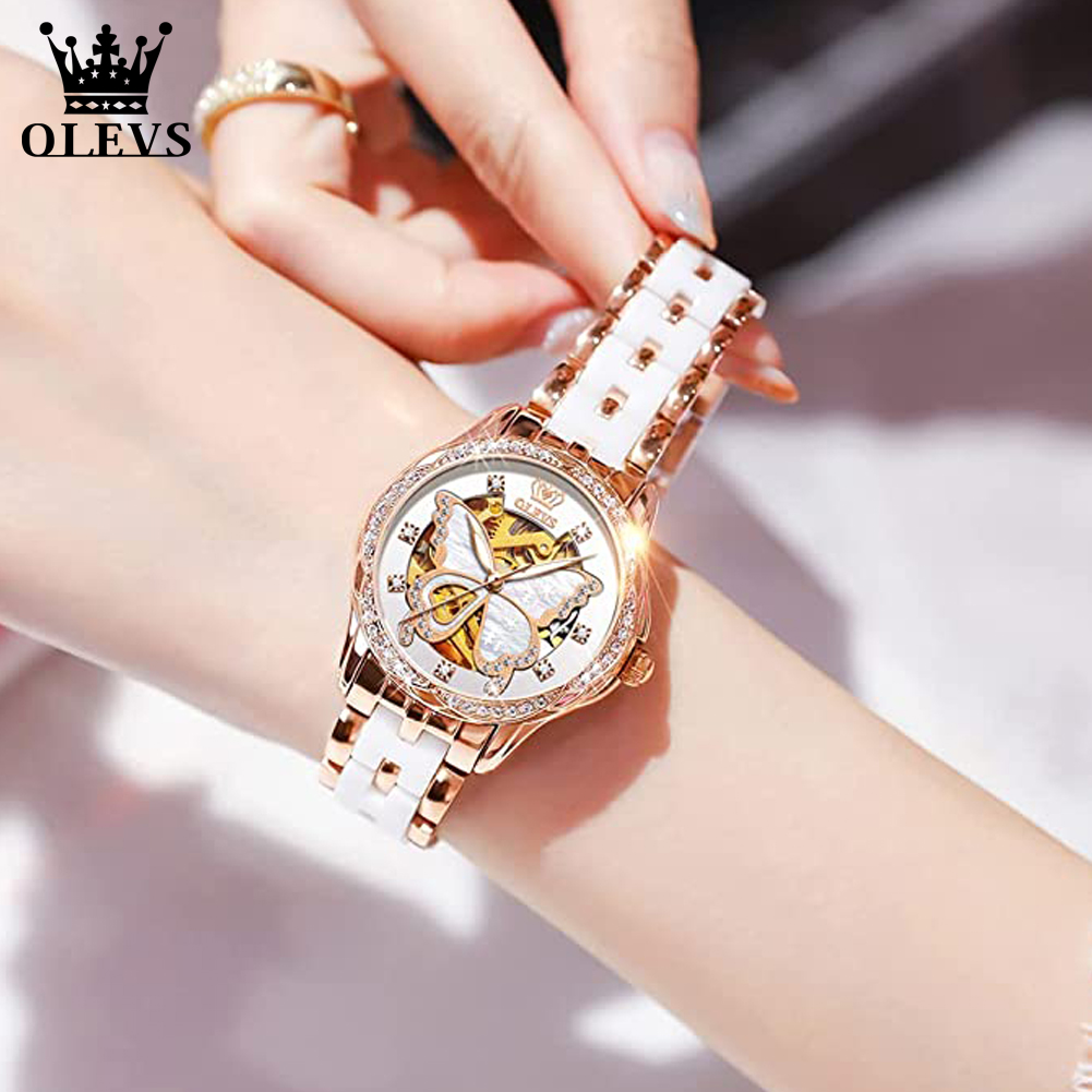 OLEVS Jam Tangan Wanita Otomat - Butterfly Clasp Deployant ulasan dan harga